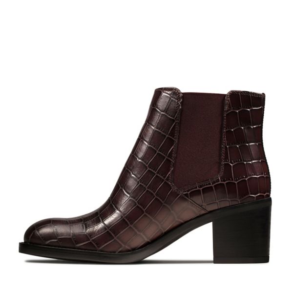 Clarks Womens Mascarpone Bay Ankle Boots Burgundy | UK-4279380